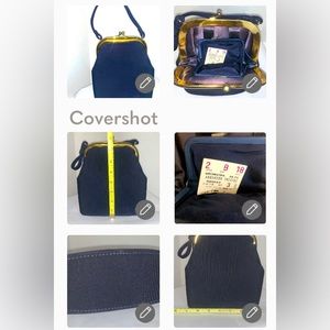 🔥VTG J.R. Made in USA NAVY BLUE BAG CLUTCH TOTE HANDBAG MUSEUM QUALITY PERFECT